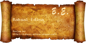 Baksai Edina névjegykártya